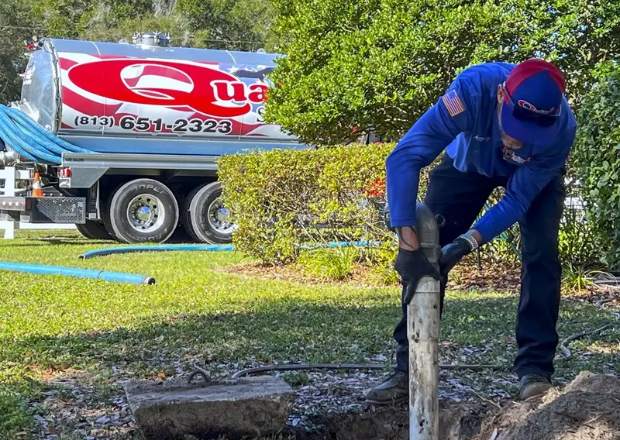 Quality Septic truck pumping a residential septic tank