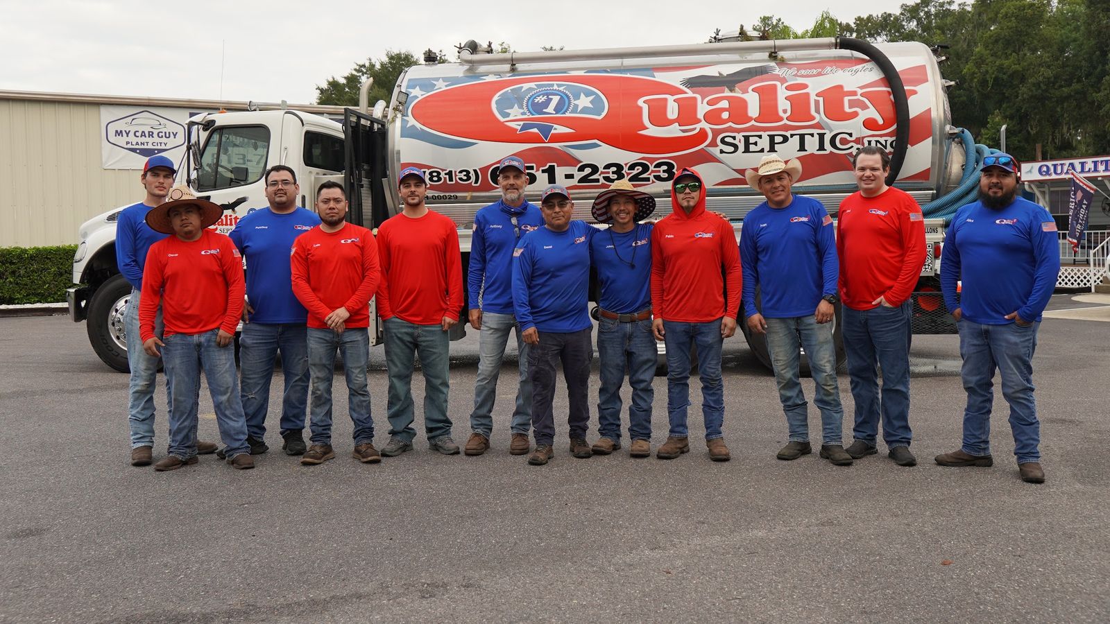 The Quality Septic crew at the Plant City yard, Plant City, Florida